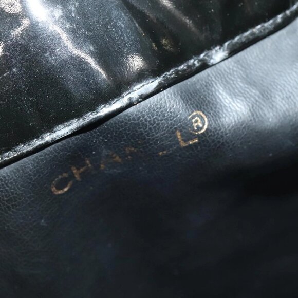 CHANEL Shoulder Bag Enamel Black Gold CC Auth - Picture 9 of 16